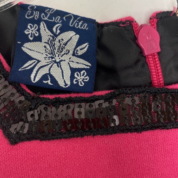 So La Vita Girls Sleeveless Dress Trimmed with Faux Fur and Sequins - Picture 5 of 6